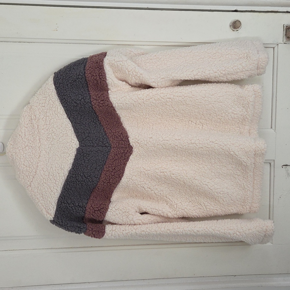 Hem & Thread Teddy Chevron Pullover Jacket - image 5